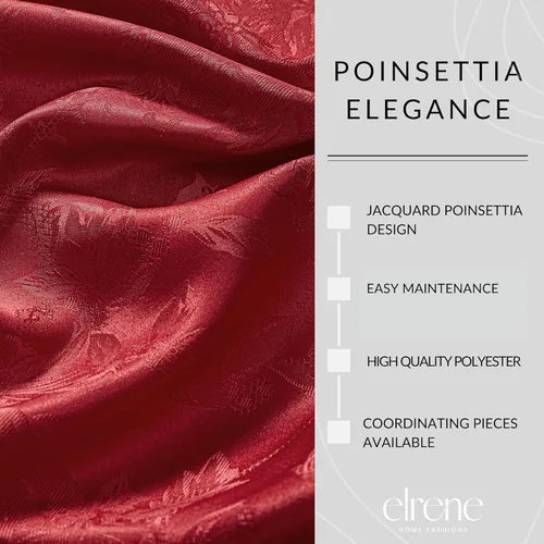 Miniatura 4 de Elrene Home Fashions Poinsettia Elegance - Servilletas de cena de tela jacquard para Navidad y vacaciones, juego de 4, 17"x17", rojo