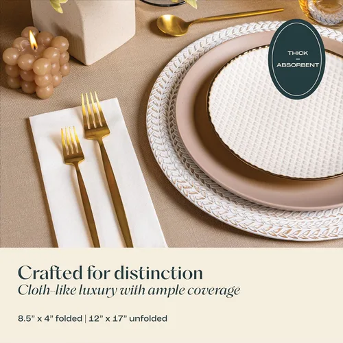 Miniatura 4 de Paquete de 200 toallas desechables de lino para invitados, 12 x 17 pulgadas, servilletas de baño de mano, hechas en Estados Unidos, servilletas