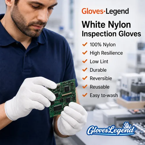 Miniatura 5 de Guantes de inspección de nylon blancos para la joyería, moneda, reloj y manejo de arte Large - 6 pares - blanco