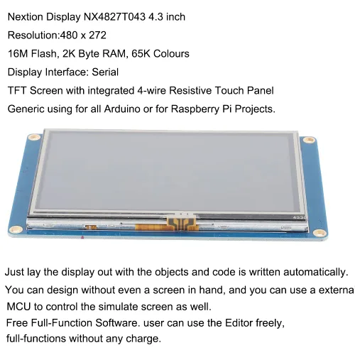 Miniatura 2 de Nextion Basic Display 4.3 '' NX4827T043 4.3 pulgadas TFT resistiva panel de pantalla táctil 480X272 UART HMI módulo de pantalla LCD inteligente