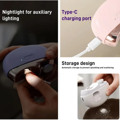 Miniatura 4 de Lima de uñas eléctrica para uñas – Recortador de uñas automático y pulidor con luz, seguro para personas mayores y niños, no para uñas gruesas