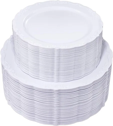 Miniatura 16 de U-QE 100 platos de plástico transparente, platos desechables transparentes, platos de plástico duro de alta calidad para fiestas, vacaciones