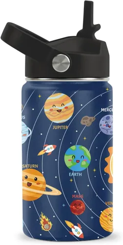 Miniatura 39 de Axolotl - Botella de agua de 12 onzas con tapa con pajilla, botella de agua de acero inoxidable con diseño de ajolotes para niñas, taza aislada