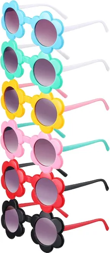 Weewooday 6 pares de gafas de sol redondas para niños lentes de sol de flores coloridas lentes de sol para fiesta accesorios para niños y niñas