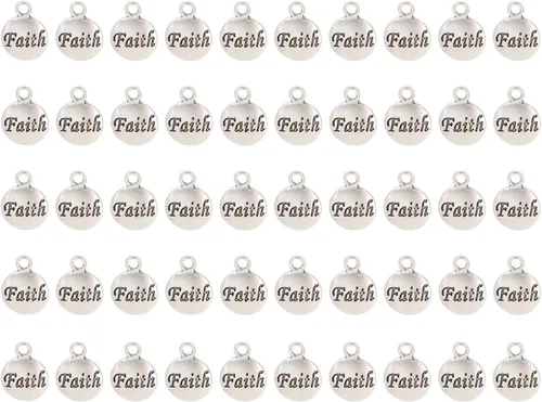 Shapenty Dijes de fe inspiradores con mensaje para bricolaje, collares, aretes, pulseras, colgantes, llavero, marcador, fabricación de joyas,