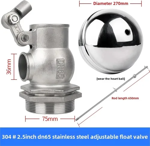 Miniatura 2 de Stainless steel float valve water tank tower inlet switch level control liquid controller(2.5 inches)