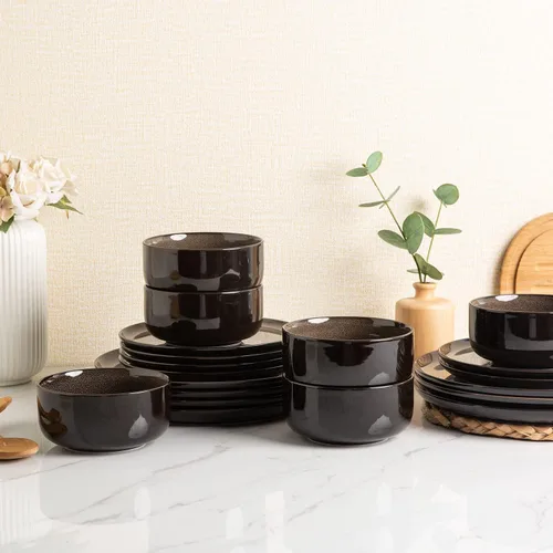 Miniatura 7 de LERATIO juego de platos de cerámica, 6 unidades, 8.5 pulgadas, platos de porcelana ligeros con esmalte reactivo para ensalada, juego de platos