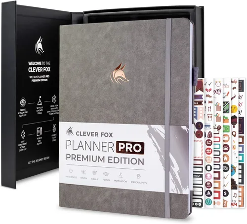 Miniatura 10 de Clever Fox Planner Pro Premium - Lujosa agenda semanal y mensual con organizador de presupuesto para productividad y objetivos, sin fecha, A4
