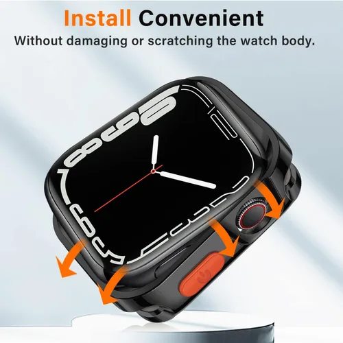 Miniatura 5 de Amizee Paquete de 2 fundas resistentes compatibles con Apple Watch Series 9/8/7 de 1.772 pulgadas, SE 3/2/1 Series 6/5/4 de 1.732 pulgadas, TPU