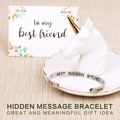 Miniatura 3 de DUMBEN Pulsera con mensaje oculto, regalos significativos para mujeres, regalos para grandes amigas, joyas de amistad únicas, regalos de cumpleaños