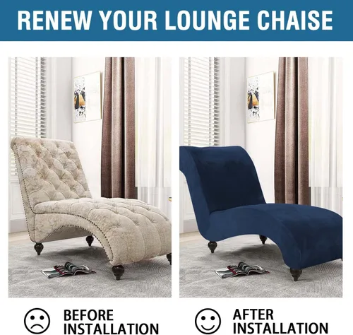 Miniatura 6 de H.VERSAILTEX Funda para Chaise Lounge de Interior de Terciopelo Funda Deslizable para Chaise de Alta Elasticidad Funda para Silla Lounge de Lujo sin