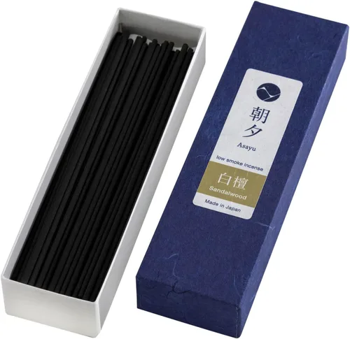 Asayu Japan Varillas de incienso de sándalo, incienso japonés de bajo humo, 0.71 onzas (35-40 varillas), fabricadas en Japón, sin humo para menos