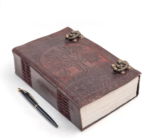 600 Páginas Diario de Cuero Grande Hecho a Mano Diario de Cuero en Relieve Libro del Árbol de la Vida Cuaderno de Sombras Escritura Grimorio de