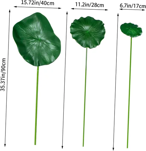 Miniatura 2 de Yardwe 1 juego de hoja de loto simulada con varilla, almohadilla de lirio flotante artificial, adorno de hojas falsas, tallos para flores
