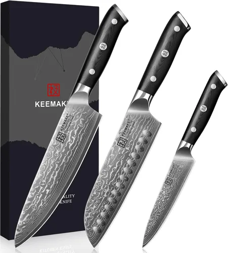 Miniatura 8 de KEEMAKE Cuchillo de chef de Damasco, cuchillo de cocina de 8 pulgadas, cuchillo de damasco de 67 capas, cuchillos de cocina profesionales con núcleo