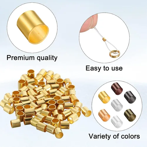 Miniatura 2 de 3500 cuentas de tubo de engarce de 7 colores, cuentas de engarce de joyería para aretes, pulseras, collares, colgantes, manualidades, accesorios
