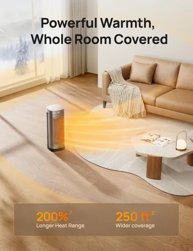 Miniatura 7 de DREO Calentadores de espacio para uso en interiores, calentadores portátiles de calentamiento rápido con control remoto, gran cerámica PTC eléctrica