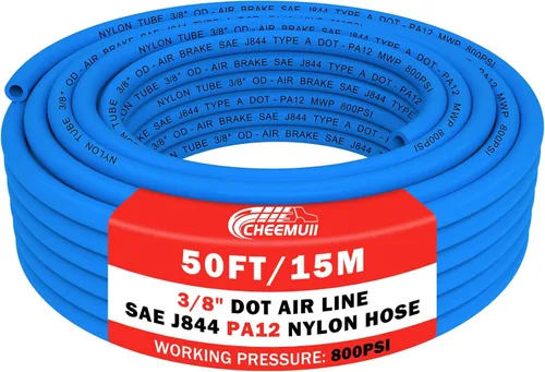 Miniatura 21 de CheeMuii 50 pies 3/8 Tubo Neumático 3/8" PA12 Nylon DOT Línea de Aire SAE J844 Manguera de Aire DOT 15.3 Metros 3/8 Pulgadas OD Tubo de Aire Negro