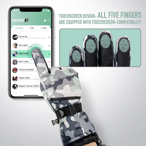 Miniatura 5 de Jogoo Guantes de esquí cálidos de invierno, guantes de snowboard de nieve para hombres y mujeres, pantalla táctil impermeable y resistente al viento