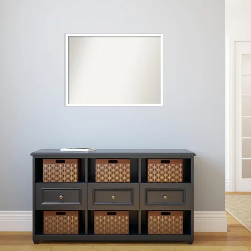 Miniatura 949 de Amanti Art Espejo de baño blanco para sobre el fregadero, 32 x 45 pulgadas, espejo de tocador rectangular blanco esbelto, marco de madera moderno