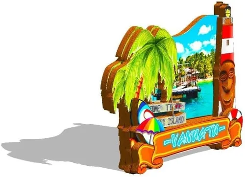 Miniatura 2 de Imán de Vanuatu Vanuatu para nevera de madera 3D, monumentos de viaje, coleccionables, recuerdos, decoración hecha a mano -532
