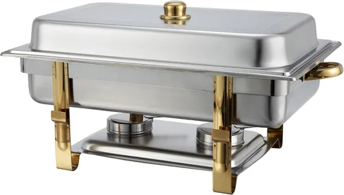 Miniatura 4 de Winco Malibu Chafer de Acero Inoxidable con Detalles Dorados, 6 Cuartos
