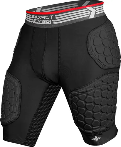 Exxact Sports Elite - Faja de fútbol para adultos con 5 almohadillas para hombres con bolsillo para tazas, pantalones cortos de compresión