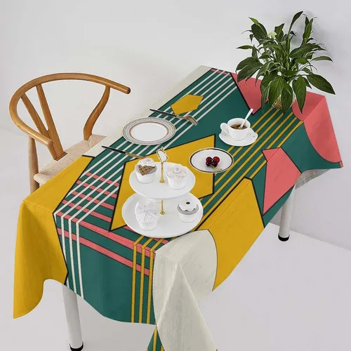 Miniatura 11 de Mantel retro moderno de mediados de siglo, diseño de colores retro de los años 50, resistente al agua, mantel lavable para cocina, comedor, fiesta
