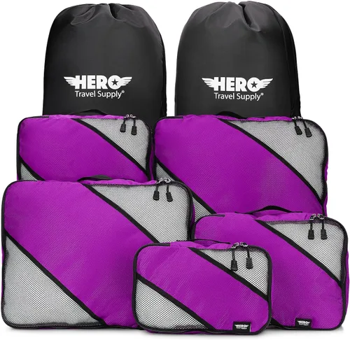 HERO - Juego de 5 organizadores de equipaje con 2 bolsas de lavandería