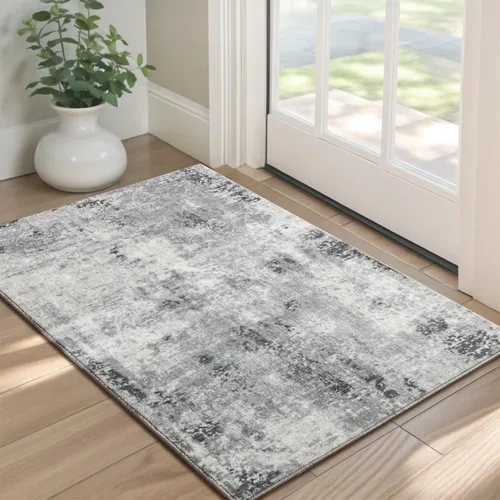 Miniatura 38 de Kelarea Alfombra lavable para sala de estar, 5 x 7 antideslizante, alfombras modernas abstractas color beige, alfombra de pelo bajo fácil