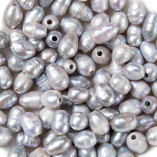 Miniatura 7 de Beadthoven - 120 cuentas ovaladas naturales de agua dulce de 0.069 a 0.394 pulgadas (0.071 in) con agujero grande grande en forma de arroz