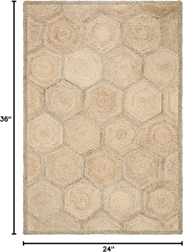 Miniatura 2 de SAFAVIEH Natural Fiber Collection - Alfombra decorativa, 2 x 3 pies, natural y gris, yute tejido de panal hecho a mano, ideal para zonas de alto
