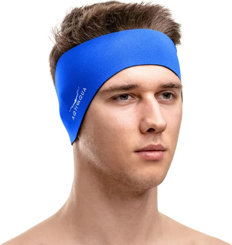 AqtivAqua Diadema de natación para niños, adultos, hombres, mujeres, niños pequeños, tapones para los oídos (color: azul marino, tamaño: XL)