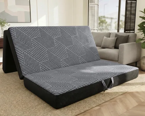 Miniatura 9 de Colchón triple plegable de 6 pulgadas, cama plegable de espuma viscoelástica, cero olor, funda extraíble 100% poliéster, asas resistentes, malla