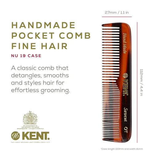 Miniatura 2 de Kent NU19 Set de regalo, con peine de bolsillo de dientes finos y dientes anchos OT para cabello, bigote y barba para hombres, mujeres y niños.