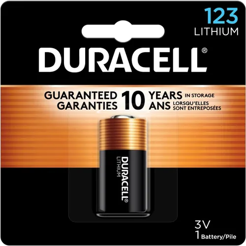 Duracell 123 Batería de Litio, 1 unidad (Paquete de 1), Batería de litio 123 de 3 voltios de alta potencia para seguridad del hogar, dispositivos de