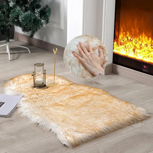 Miniatura 35 de linmopm Alfombra de piel sintética de pelo lanudo esponjoso negro de 2x6 pies para dormitorio, cabecera de la cama, suelo, sala de estar, cojín