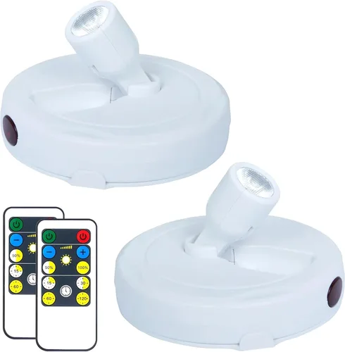 Miniatura 12 de HAMVIDNE Foco LED, luces de foto a batería, iluminación ascendente para interior, luces de disco con 2 controles remotos, luz de punto regulable