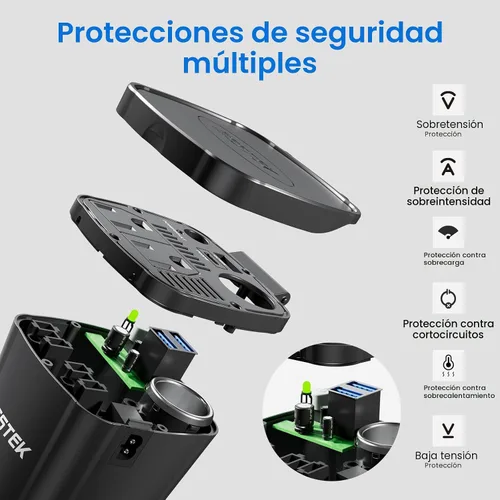 Miniatura 5 de BESTEK Inversor de corriente de 200 W, adaptador de toma de corriente de enchufe de coche de 12 V CC a 110 V CA con [USB-C de 30 W]/cargador rápido
