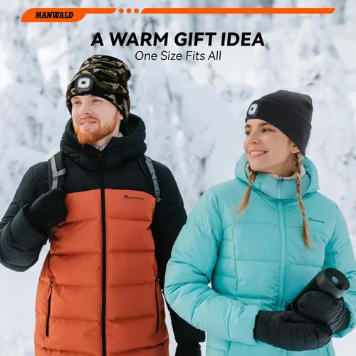 Miniatura 5 de MANWALD Gorro LED con luz, linterna LED recargable por USB, regalos para Navidad, rellenos de calcetines para hombres, Camouflaje, Grande