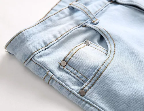 Miniatura 4 de WISHPIG Pantalones vaqueros rectos para hombre rasgados y estirados