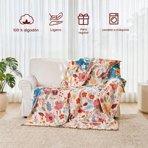 Miniatura 3 de Manta Decorativa Bohemia - Mantas Decorativas de Algodón 100% Suave y Transpirable, 50"x60" Colcha de Algodón Muselina Ligera de 4 Capas, Estampado
