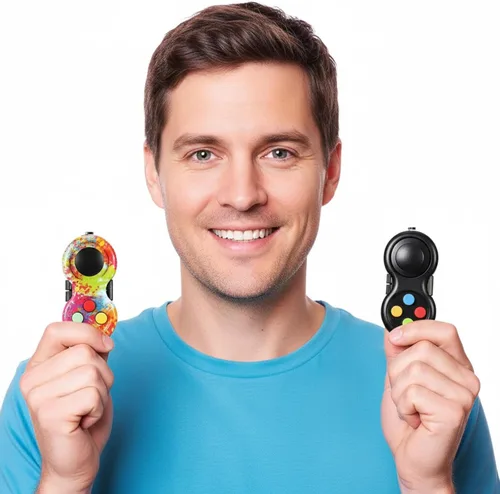 Miniatura 4 de Skylety 2 piezas de juguetes para la ansiedad para adultos, controlador, almohadilla para aliviar el estrés, cubo clicker, controlador de juego
