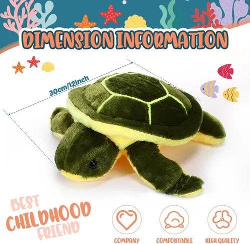Miniatura 3 de Civaner Animales de peluche grandes de tortuga marina verde, juguetes de felpa suave y gigante, almohada corporal de tortuga oceánica, muñeca