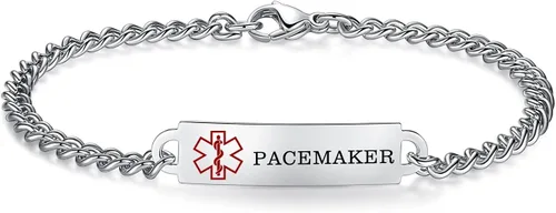 Miniatura 91 de Pulseras de identificación de alerta médica de 6.5 "-8.5" para mujeres, pulseras de emergencia médica de acero inoxidable, grabado gratuito