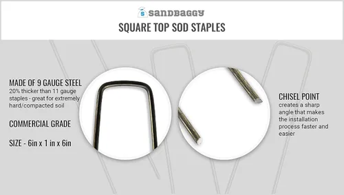 Miniatura 2 de Sandbaggy Grapas de césped para paisaje de 6 pulgadas (acero calibre 9) ~ Ideal para suelos duros - 20% más grueso que la competencia - Confiado por