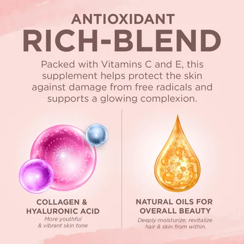 Miniatura 5 de Vitaminas para la piel y las uñas – 5000 mcg de biotina con vitamina C, E, colágeno, ácido hialurónico, argán y aceite de coco – Delicioso