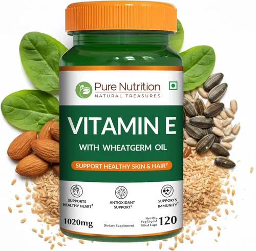 Miniatura 2 de Pure Nutrition Vitamina E con aceite de germen de trigo, 1020 mg 120 cápsulas Fuente natural de vitamina E Suplemento para el cabello