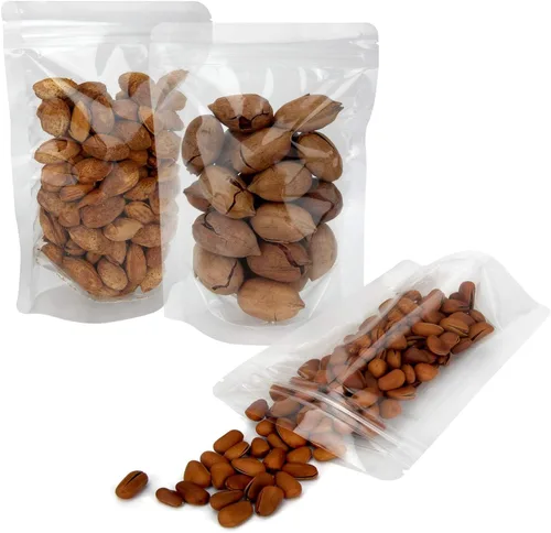 Miniatura 9 de Blisstime Paquete de 50 bolsas de pie, bolsas autoadhesivas transparentes resellables con muesca de desgarro para embalaje de alimentos