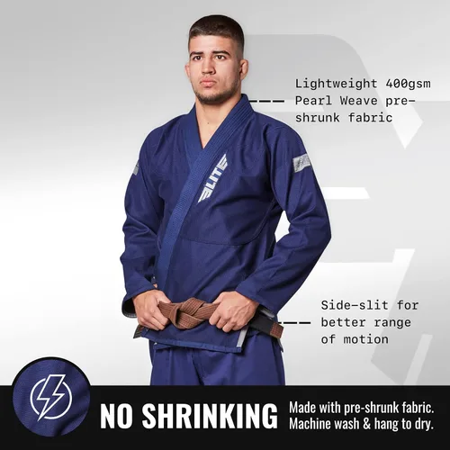 Miniatura 2 de Elite Sports Kimono para hombres aprobado por la IBJJF (Federación Internacional de Jiu Jitsu Brasileño) de tela pre-encogida para Jiu Jitsu